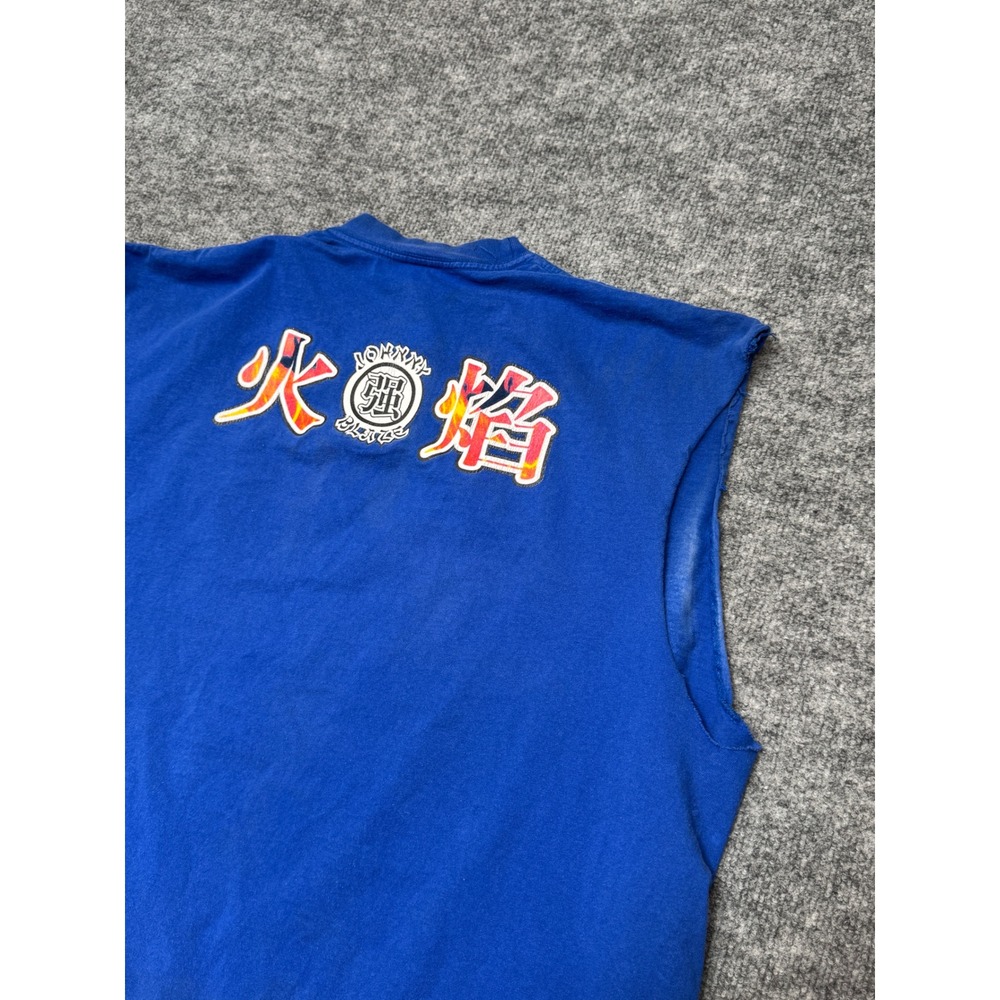 Vintage Johnny Blaze Fire Storm Sleeveless T-Shirt Blue XXL Graphic 90s Hip Hop - Picture 7 of 11